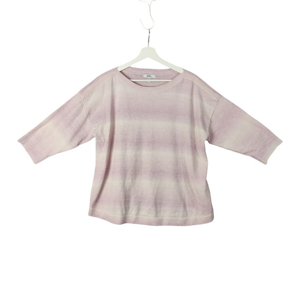 Croft & Barrow Ombre Pullover Sweater Knit Striped 3/4 Sleeve Pink Womens‎ 1X - Picture 1 of 7